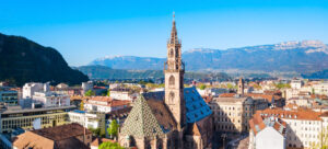 Aerial view of Bolzano Cathedral Di Bolzano, seen on our luxury food and wine tour of north east Italy | EPIcURIOUS travel